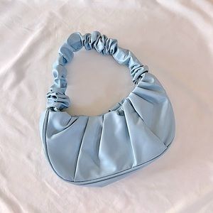 Ruched baby blue shoulder bag